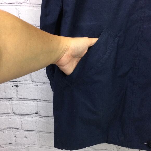 London Fog Hooded Minimalist Preppy Lightweight Casual Blue Full Zip Coat Size 8 - Picture 6 of 11